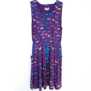 Lindy Bop Peyton Purple Horse Dress 50s Swing Retro Size 10 Purple Novelty Print